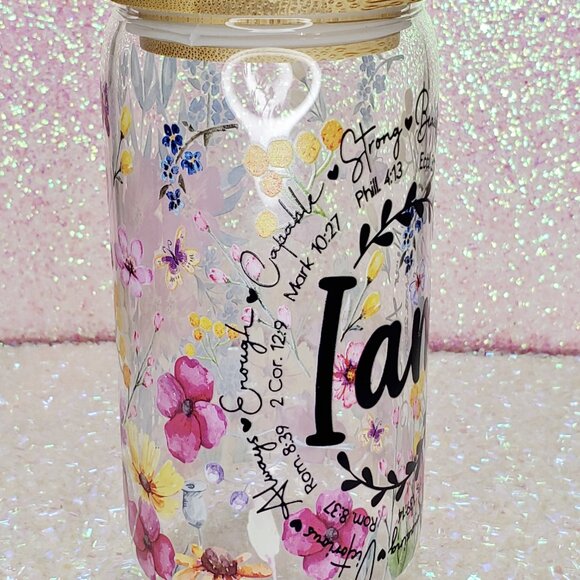 ☕"I Am" Inspirational/Religious 16oz Glass Cup☕BUNDLE & SAVE - Picture 6 of 11